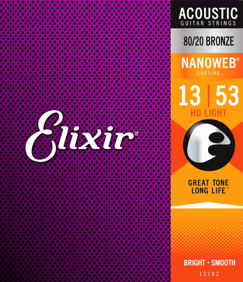 Elixir 11182 HD Nanoweb 80/20 Bronze 13-53 Acoustic Strings