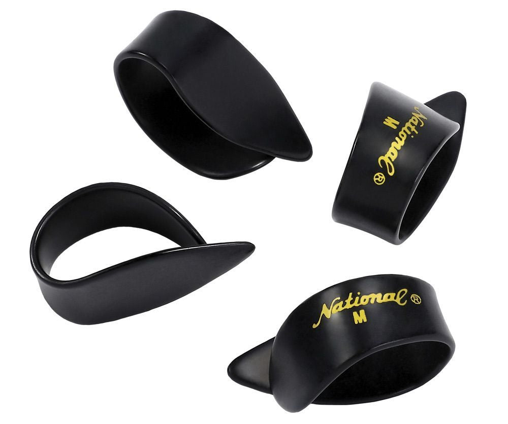 National NP7B-04 Thumb Picks Medium (Black Celluloid) - 4 Pack