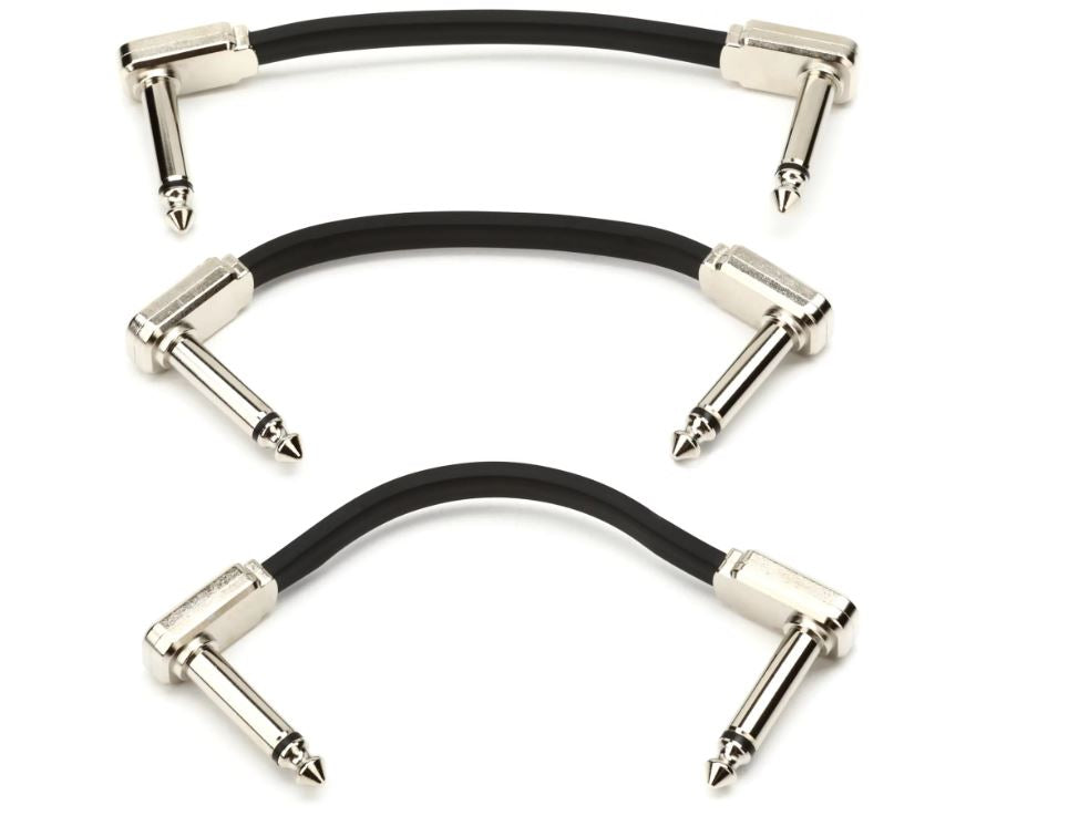 Ernie Ball Ernie Ball 3" Flat Ribbon Patch Cable 3-Pack - (Black)