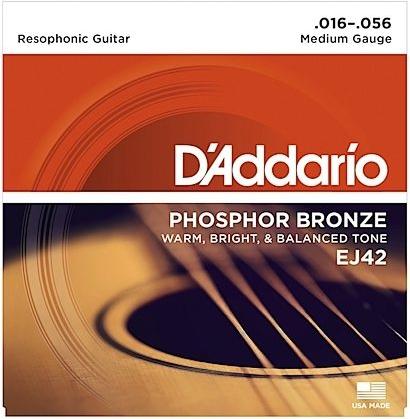 D'Addario EJ42 Phosphor Bronze Resophonic Guitar Strings (16-56)