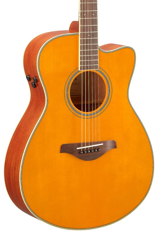 Yamaha FSC-TA TransAcoustic Concert Cutaway Acoustic-Electric Guitar - Vintage Tint 5
