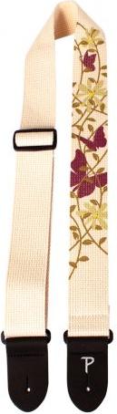 Perri's 2″ Butterfly Screen Printed Cotton Strap with Leather Ends