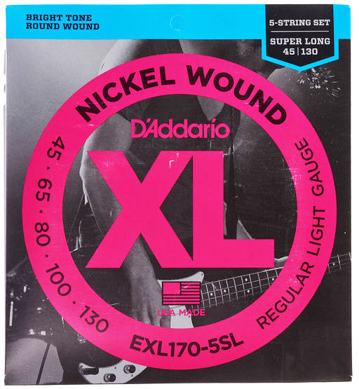 D'Addario EXL170-5SL Nickel 5-String Bass Strings (45-130)