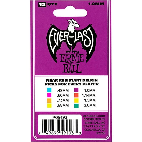 Ernie Ball 1.0mm Everlast Delrin Guitar Picks - Purple (12 Pack)