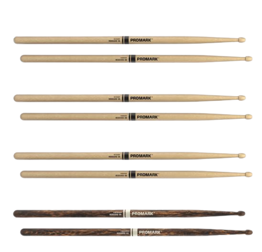 Promark RBH595AW-4PFG Rebound 5B Hickory Firegrain (Wood Tip) - 4 pack 2