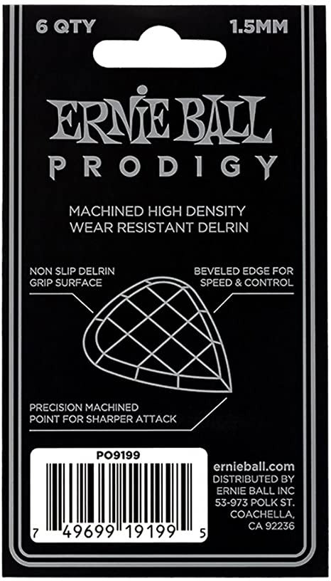 Ernie Ball Prodigy 1.5mm Picks (Black) - 6 Pack