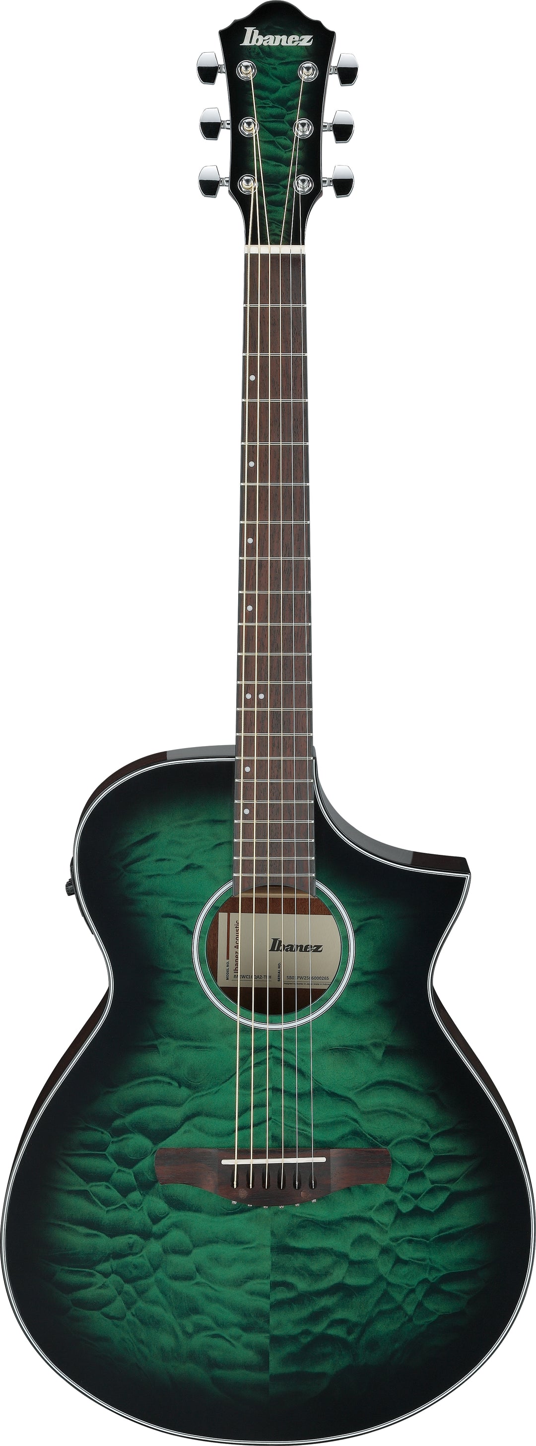 Ibanez AEWC16QATEH Acoustic Electric Guitar Transparent Emerald Burst