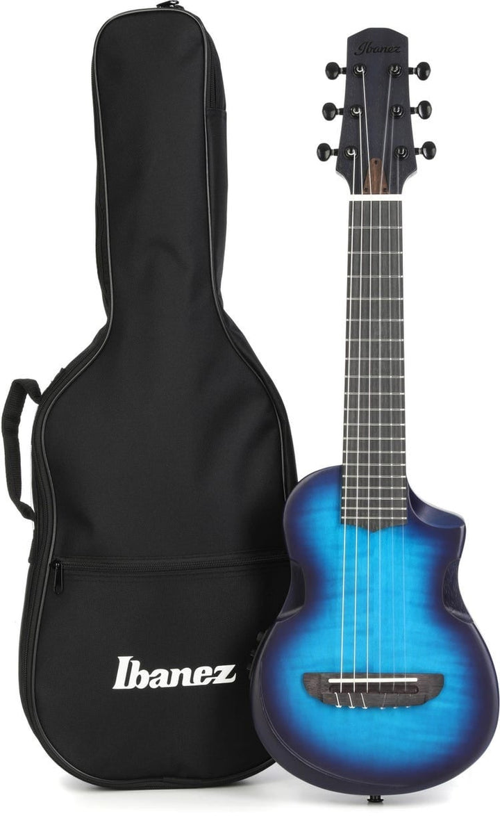 Ibanez AUP10N Nylon-String Piccolo Acoustic Electric Guitar - Transparent Blue Burst