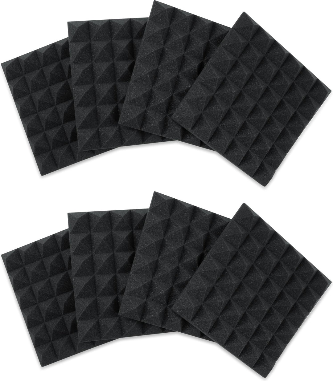 Gator Acoustic Foam Pyramid Panels 2\" 12x12 Charcoal 8-pack (GFW-ACPNL1212PCHA-8PK)