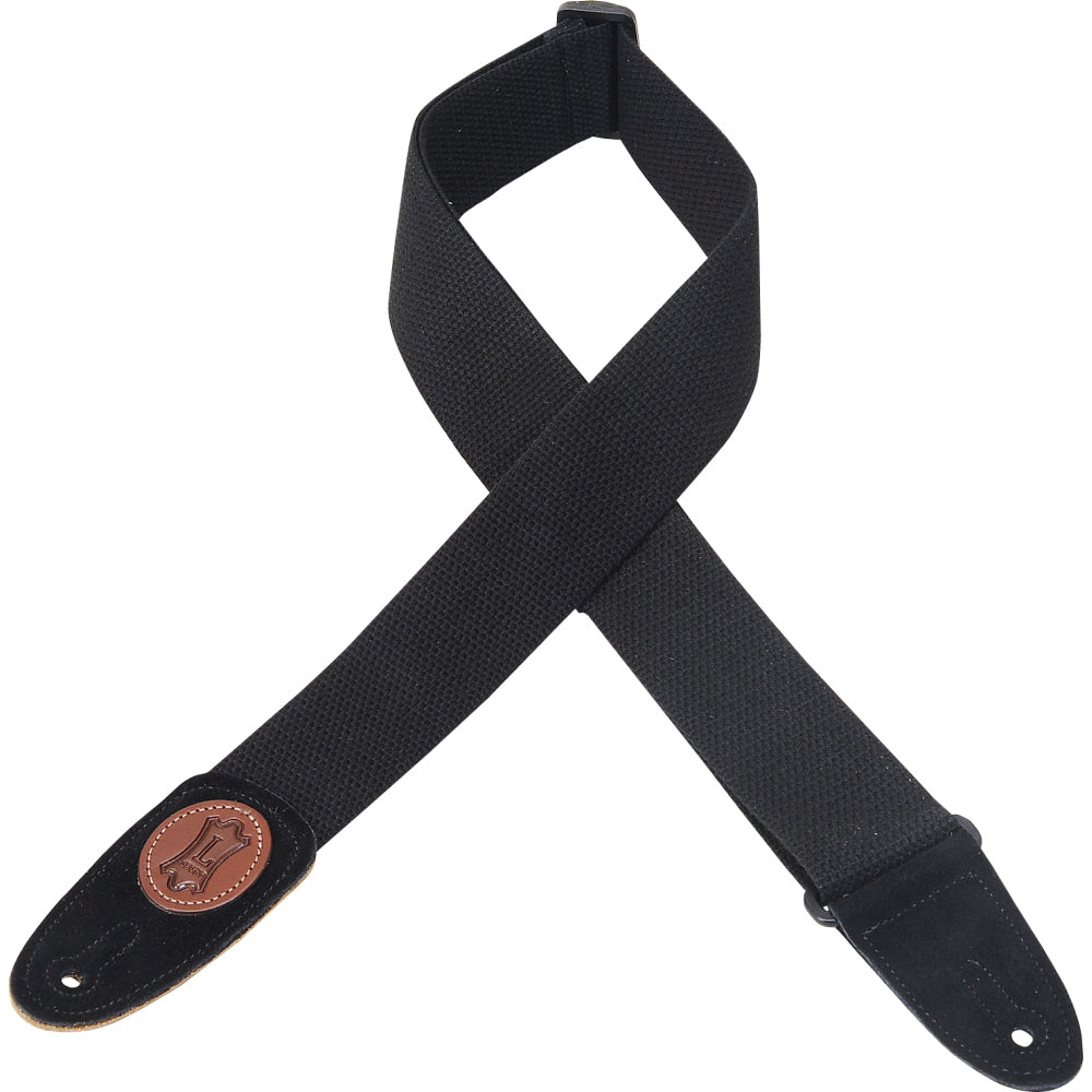 Levy MSSC8-BLK Black Cotton Guitar Strap with Suede Ends
