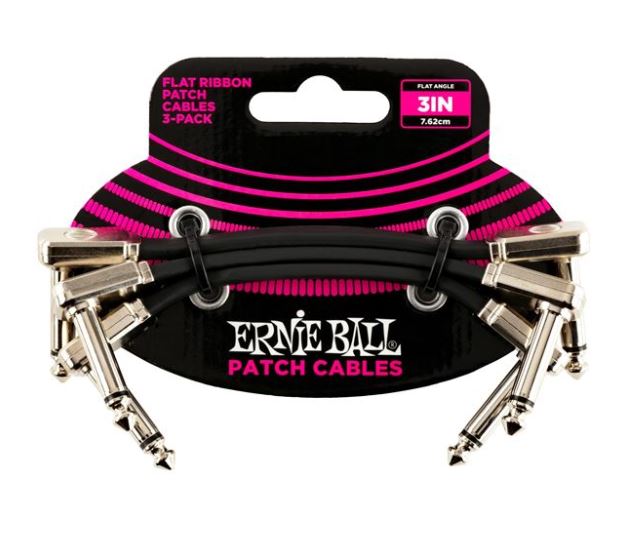 Ernie Ball Ernie Ball 3\" Flat Ribbon Patch Cable 3-Pack - (Black)