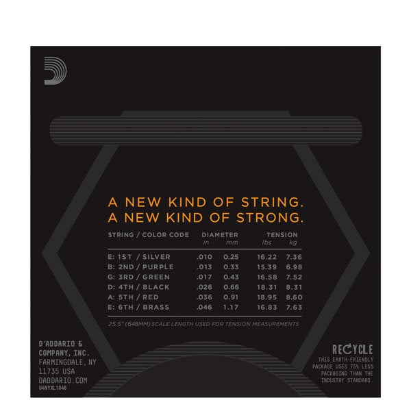 D'Addario NYXL Nickel Wound 10-46 Electric Guitar Strings - Light 3