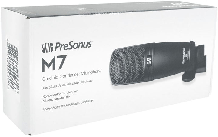 PreSonus M7 Cardioid Electret Condenser Microphone with Stand Mount, Cable and Case