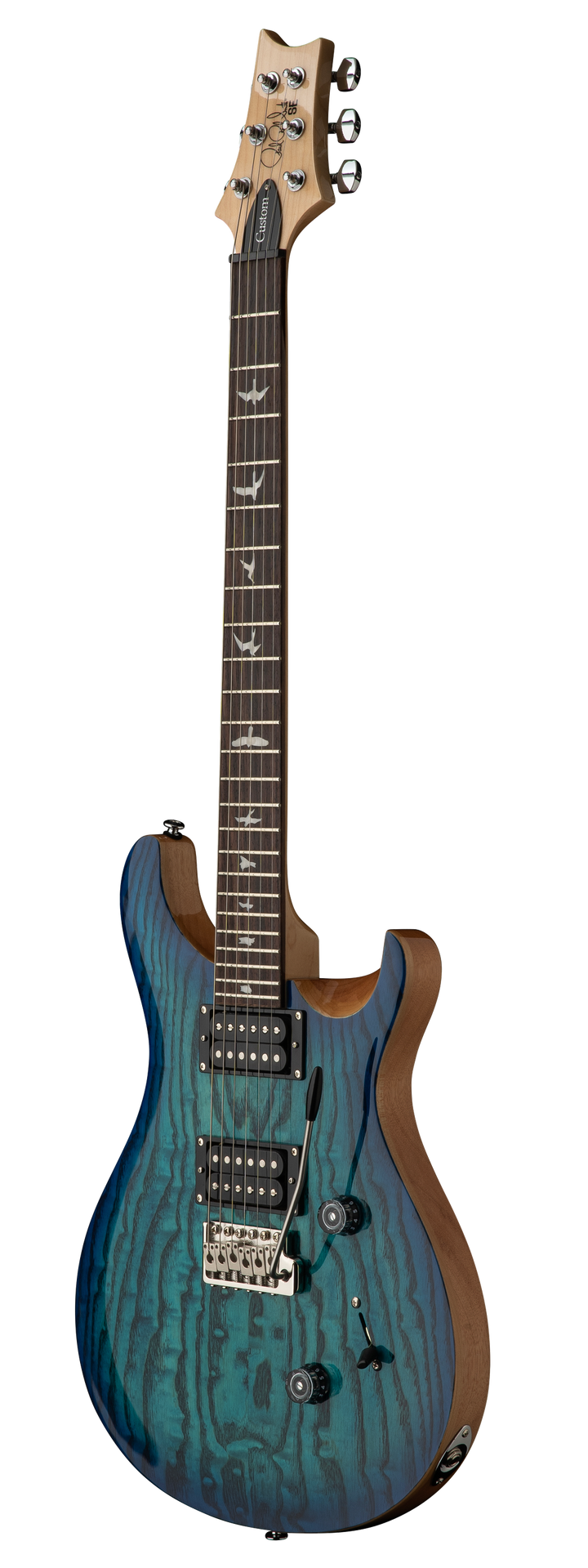 PRS 'Limited Edition' SE Custom 24 Burled Ash Electric Guitar - Lake Blue With Natural Back