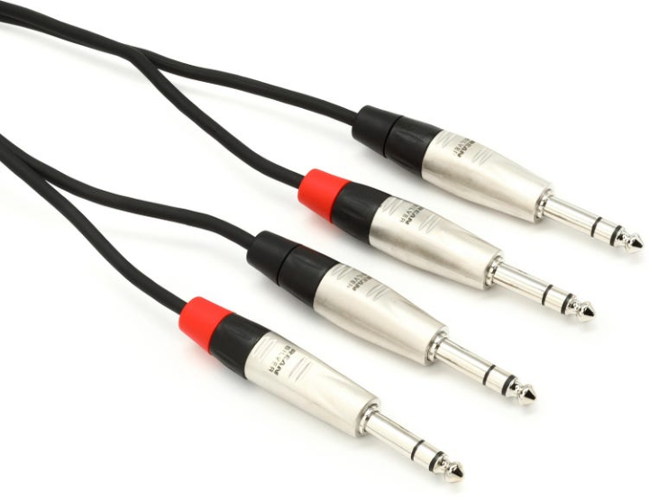 Hosa HSS-001.5X2 1.5' Pro Stereo Interconnect - Dual REAN 1/4\" TRS to Same 2
