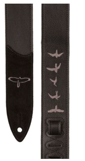 PRS Premium Leather Strap, Birds Embroidery, Black