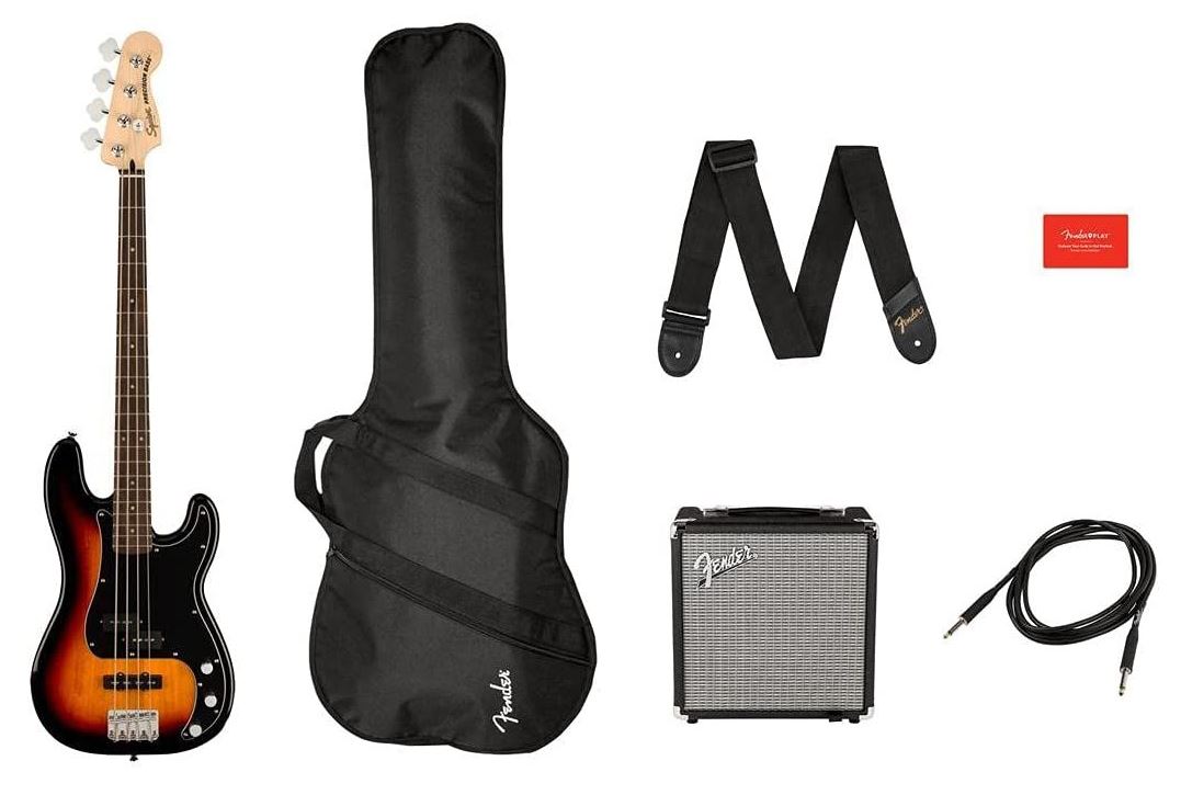 Squier Affinity Pbass PJ Bass Guitar Pack Laurel Neck 3-Color Sunburst