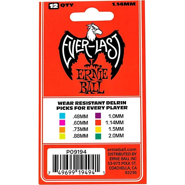 Ernie Ball 1.14mm Everlast Delrin Guitar Picks - Red (12 Pack)