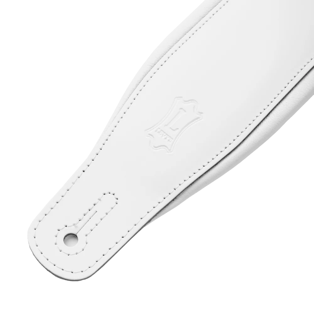 Levys M26PD 3\" Wide Top Grain Leather Guitar Strap - White 3