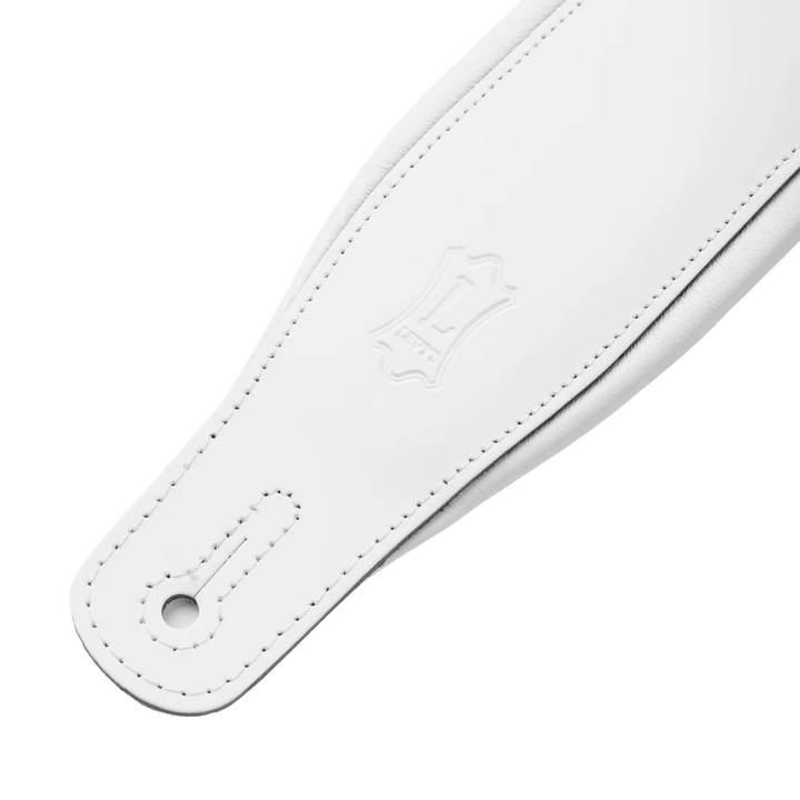 Levys M26PD 3\" Wide Top Grain Leather Guitar Strap - White 3