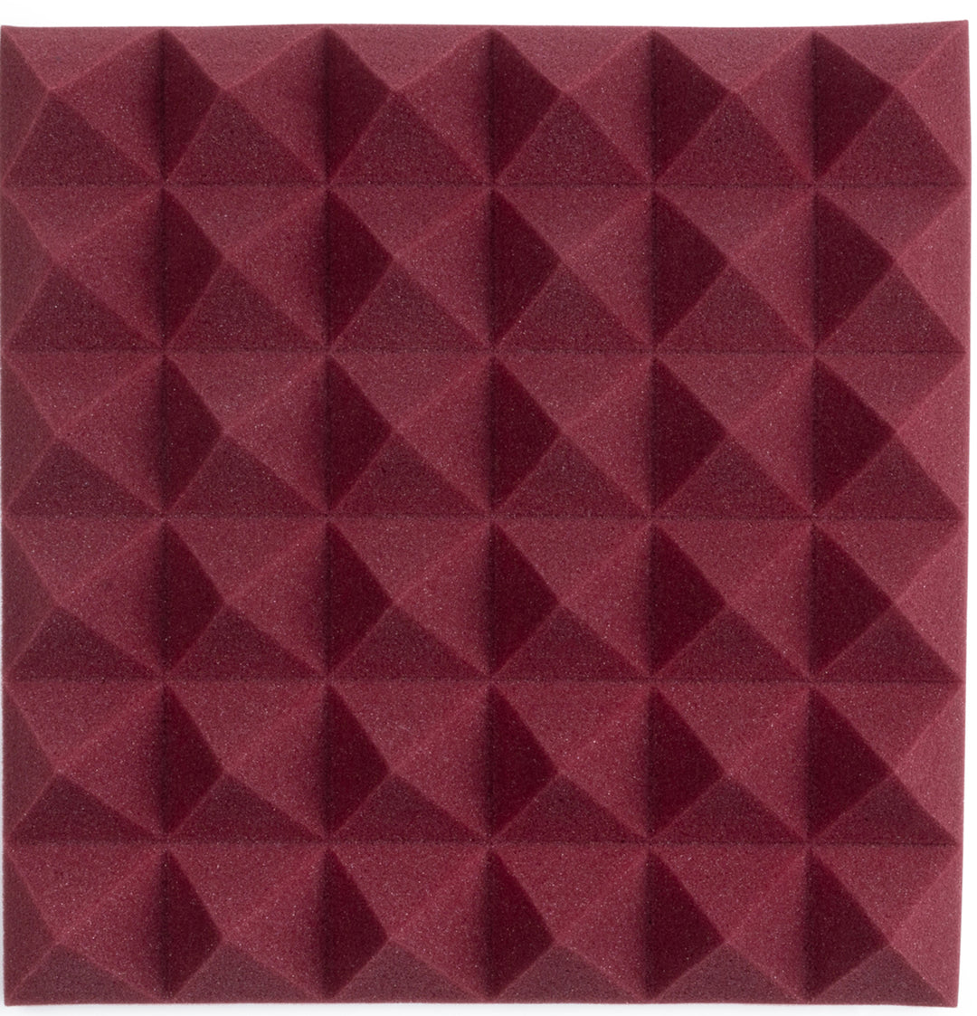 Gator GFW-ACPNL1212PBDY-4PK Four (4) Pack of 2" Thick Acoustic Foam Pyramid Panels 12x12 Burgundy