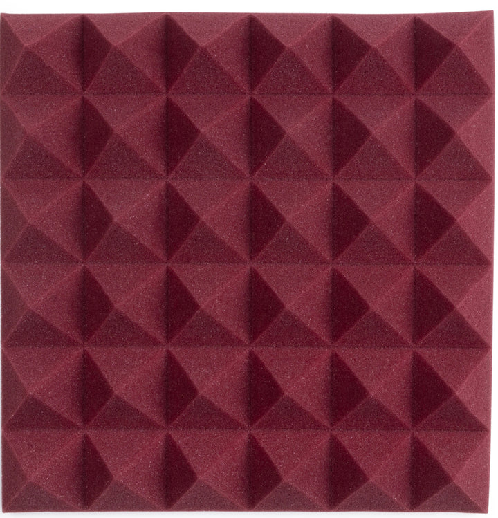 Gator GFW-ACPNL1212PBDY-4PK Four (4) Pack of 2" Thick Acoustic Foam Pyramid Panels 12x12 Burgundy