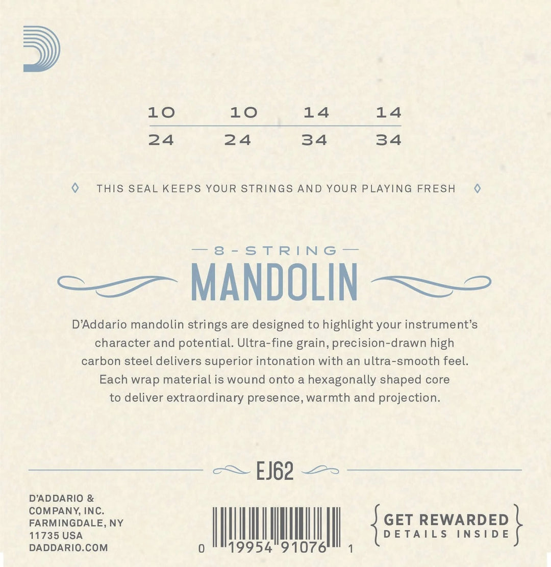 D'Addario EJ62 80/20 Bronze 10-34 Mandolin Strings - Light 3