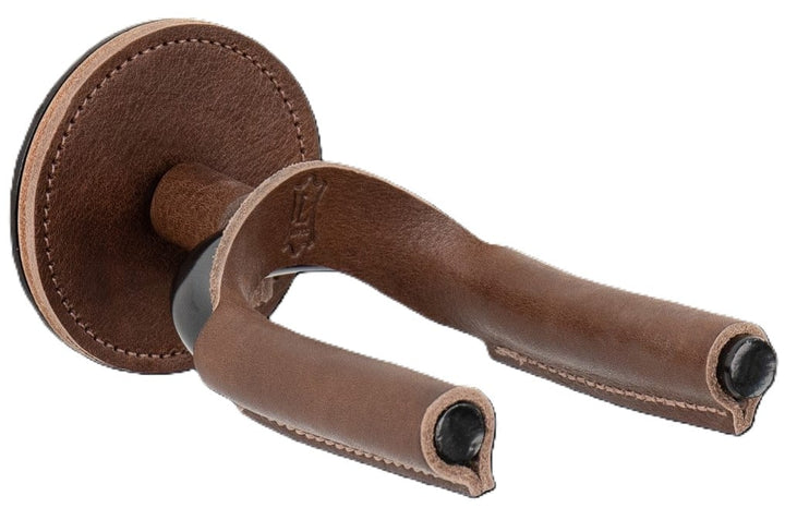 Levy LVY-FGHNGR-BKBN Forged Steel Guitar Hanger - Black Metal & Brown Leather Wraps