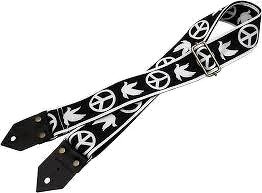 D'Andrea 2\" Ace 6 Vintage Reissue Guitar Strap - Peace & Dove Black 2