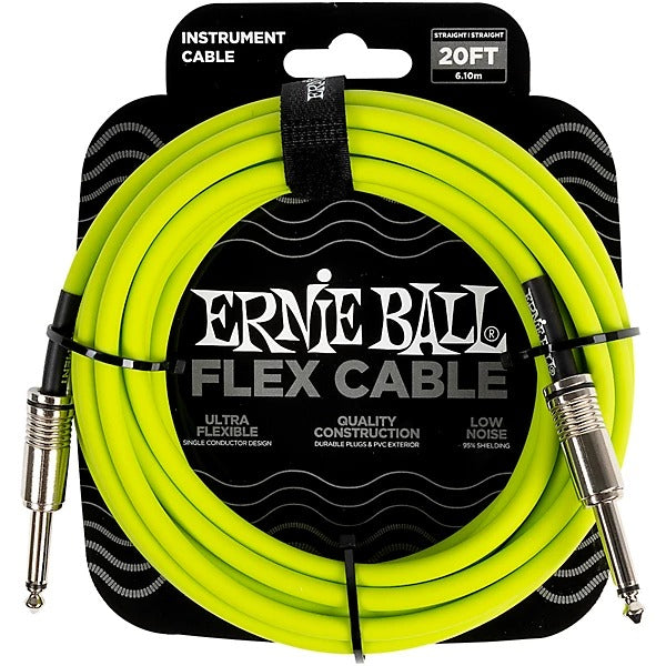 Ernie Ball 20' Flex Instrument Cable Straight/Straight - Green