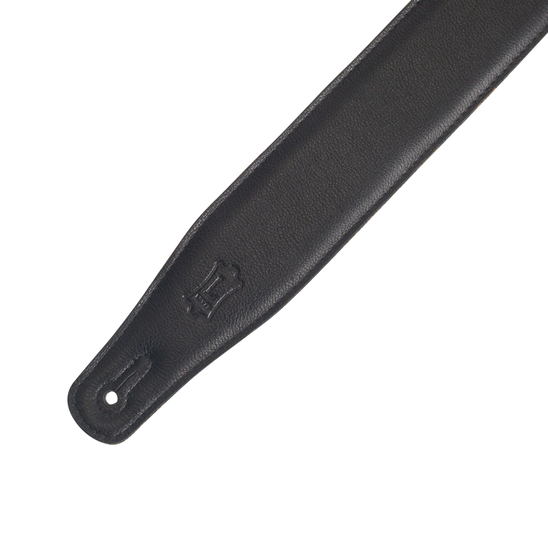 Levys MRHGS-BLK 2.5\" Wide Garment Leather Ripchord Guitar Strap - Black 2