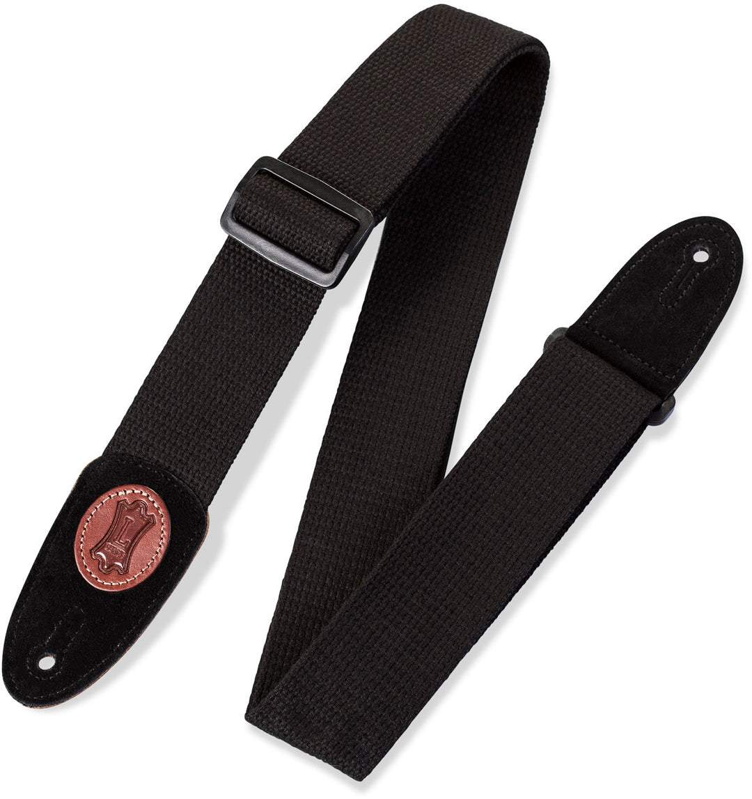 Levy MSSC8-BLK Black Cotton Guitar Strap with Suede Ends