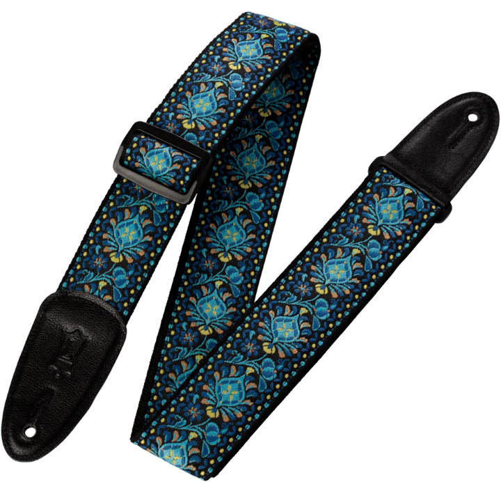 Levys M8HT-04 2\" Wide Jacquard Guitar Strap - Blue and Yellow Floral
