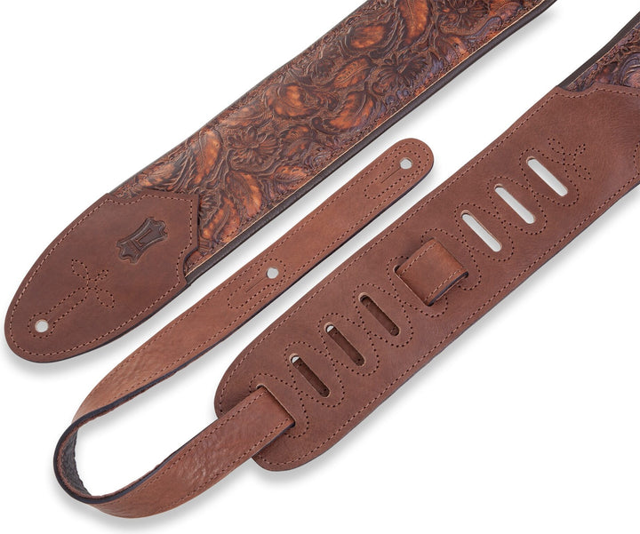 Levy M4WP-006 3\" Wide Embossed Leather Strap - Geranium Whiskey 3