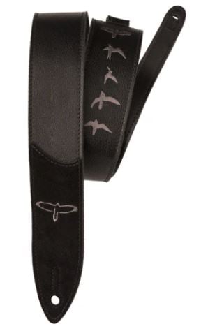 PRS Premium Leather Strap, Birds Embroidery, Black