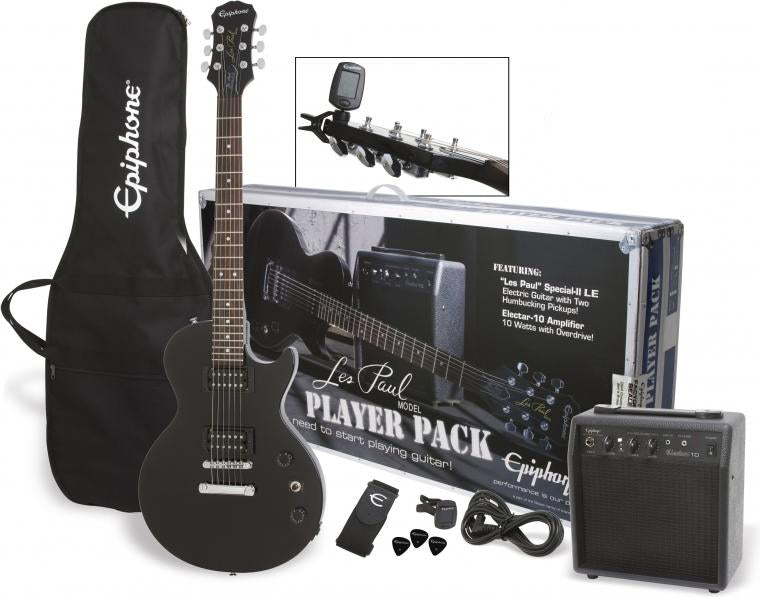 Epiphone Les Paul Ebony Electric Guitar Player Package