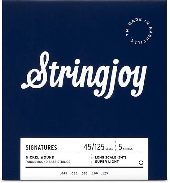 Stringjoy Signatures 5 String Long Scale Nickel Wound Bass Strings - Super Light Gauge