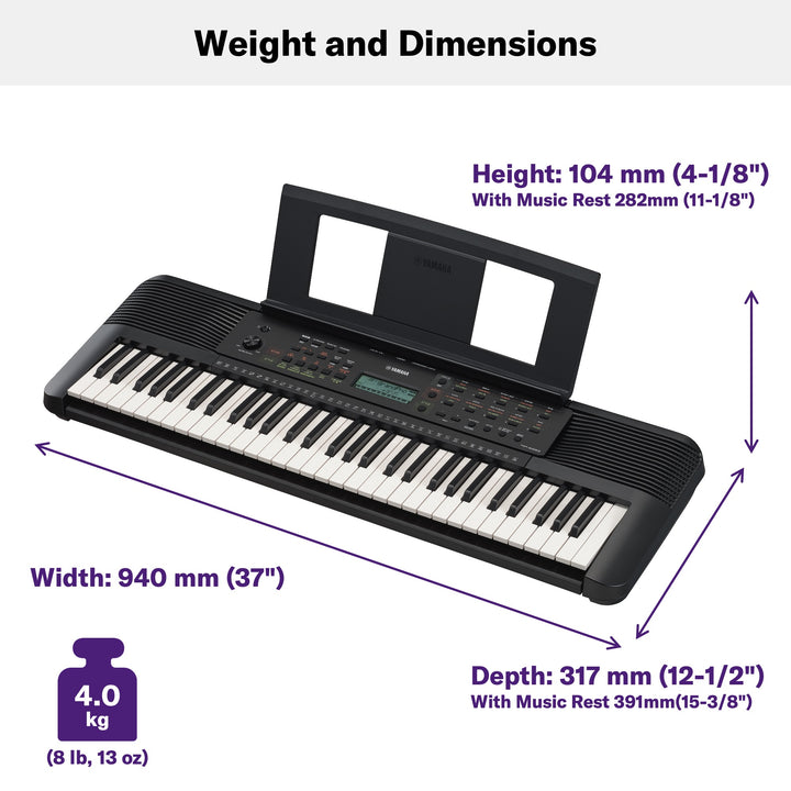 Yamaha PSRE283 61-Key Portable Keyboard - With AC Adapter 5