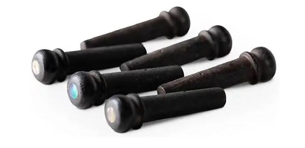 Taylor Bridge Pins Ebony (With Abalone) - 6 pack