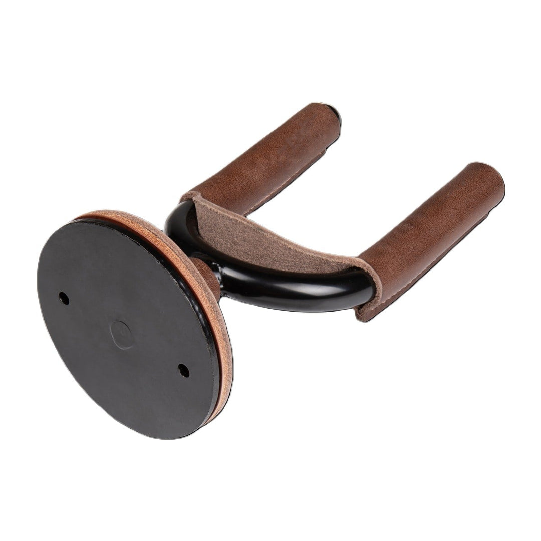 Levy LVY-FGHNGR-BKBN Forged Steel Guitar Hanger - Black Metal & Brown Leather Wraps 3
