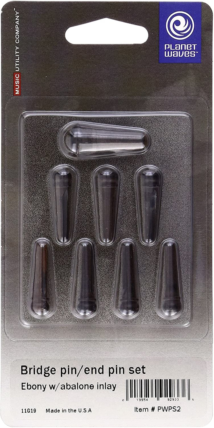 Planet Waves Ebony Bridge Pin Set with Abalone Inlay