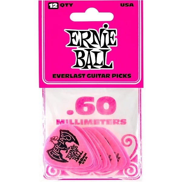 Ernie Ball .60mm Everlast Delrin Guitar Picks - Pink (12 Pack)