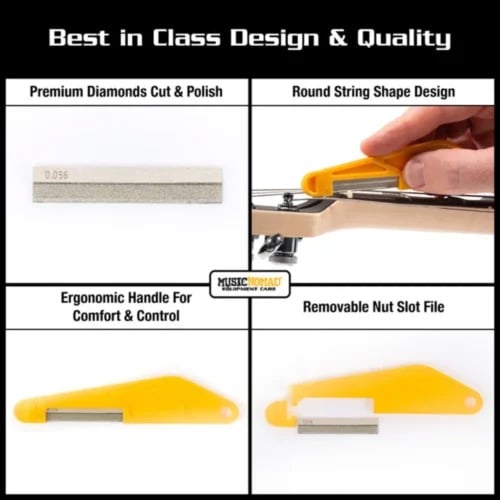 MusicNomad MN667 6-Piece Electric Guitar Diamond Coated Nut File Set - Super Light Strings 2