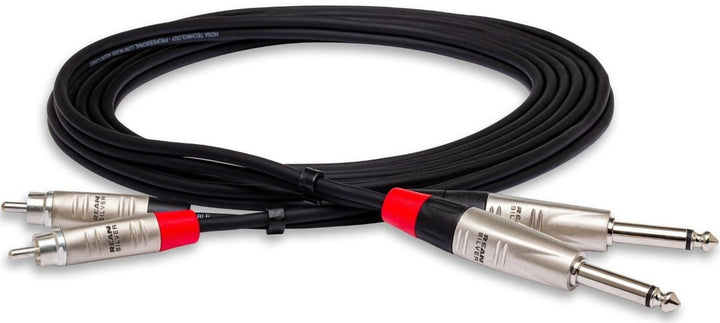 Hosa HPR-020X2 Pro Stereo Interconnect Cable - Dual REAN 1/4" TS Male to RCA Male - 20FT