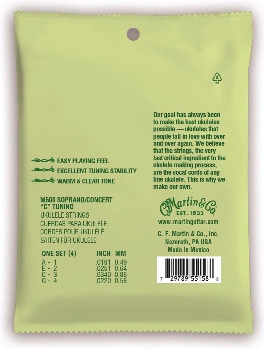 Martin M600 Std Soprano/Concert Crystal Nylon Ukulele Strings
