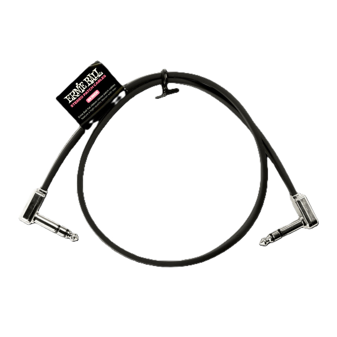 Ernie Ball 24\" Flat Ribbon Stereo Patch Cable - Black