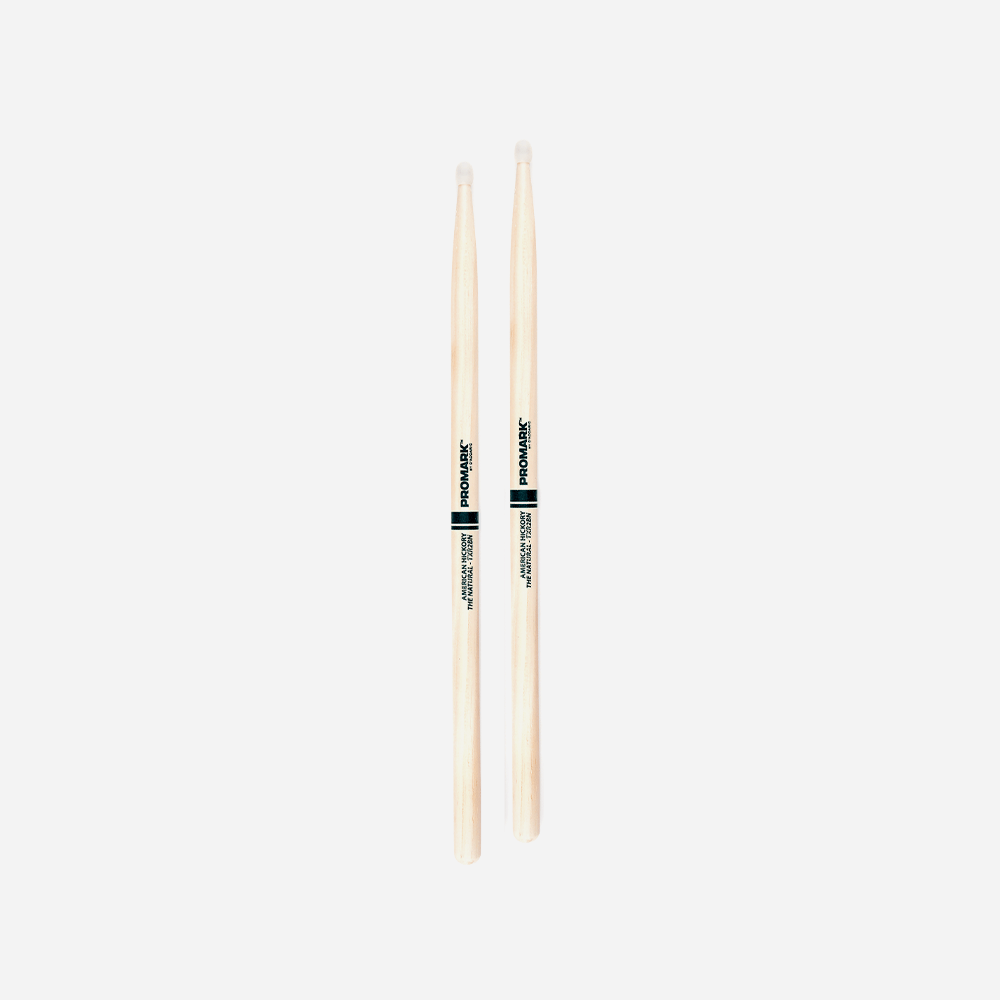 Promark 2BN Natural Hickory Nylon Tip Drum Sticks 2