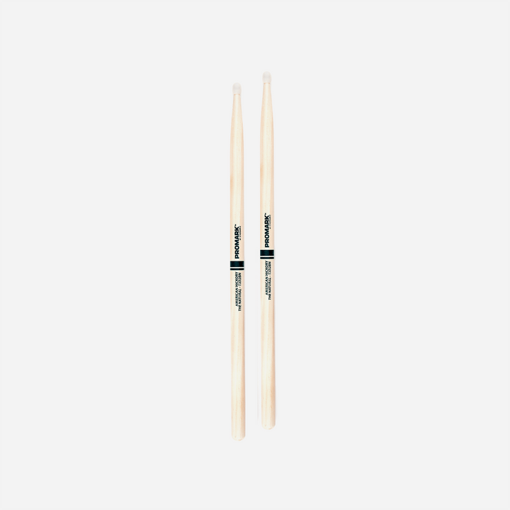 Promark 2BN Natural Hickory Nylon Tip Drum Sticks 2