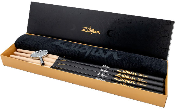 Zildjian Drumsticks 5A Dip (4 pair) - With Free Towel and Drumkey