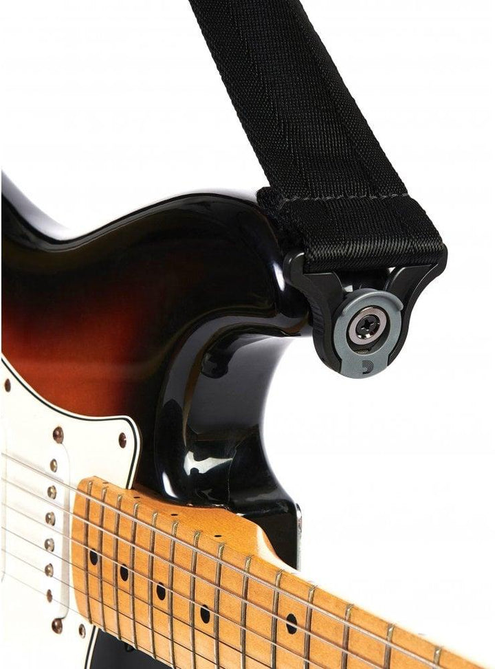 D'Addario 50BAL01 Auto Lock Guitar Strap (Black Padded Stripe)